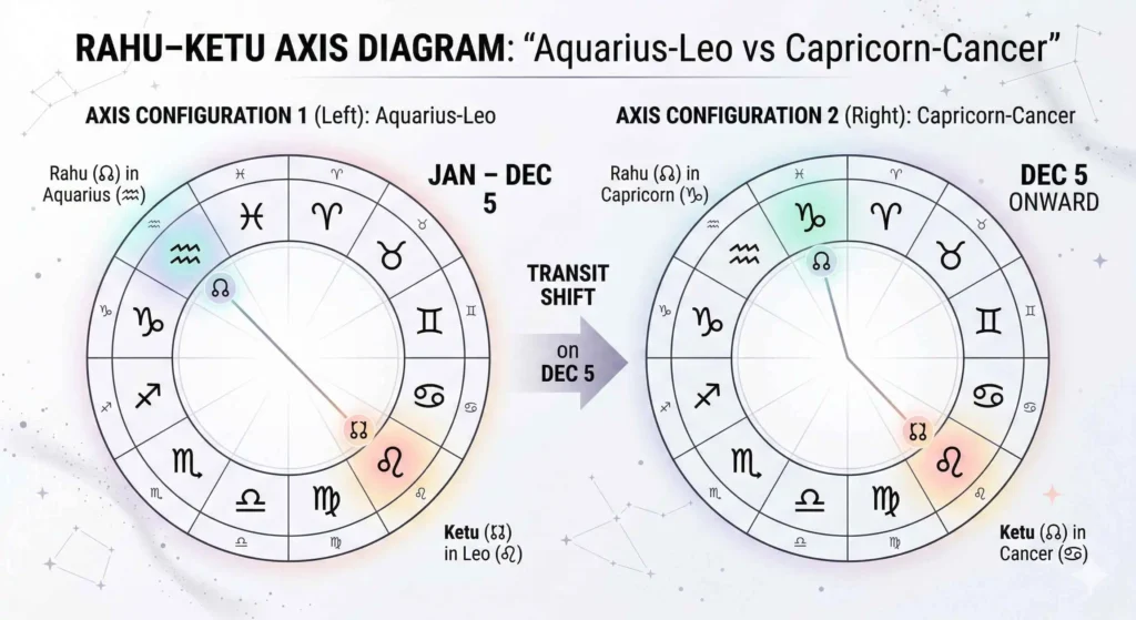 Rahu Ketu axis shift 2026 Aquarius Leo to Capricorn Cancer