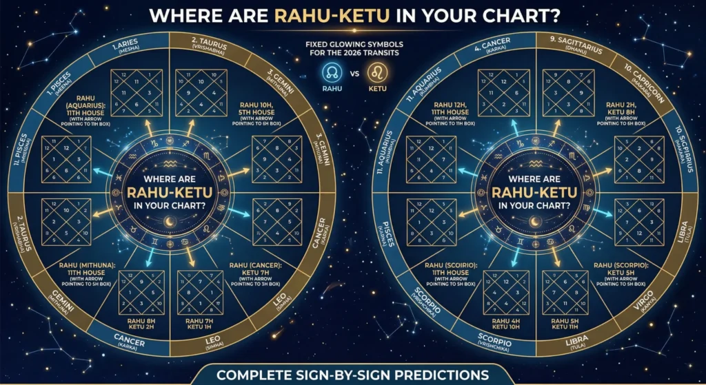 Rahu Ketu house placement 2026 all 12 moon signs rashis